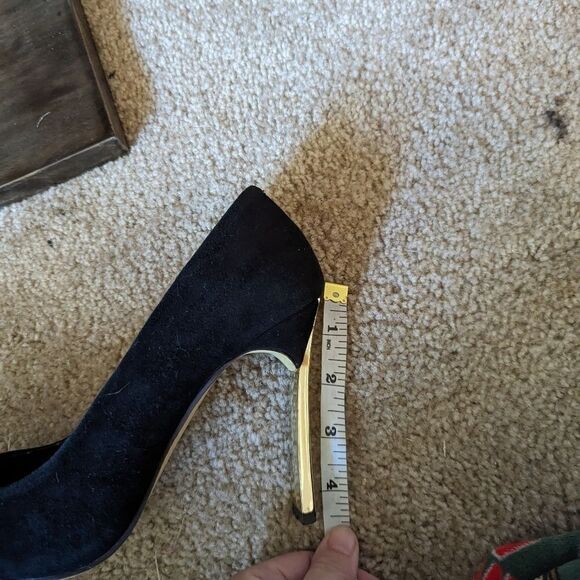 CASADEI black suede gold heels high heels sz 39 euc - Picture 7 of 7